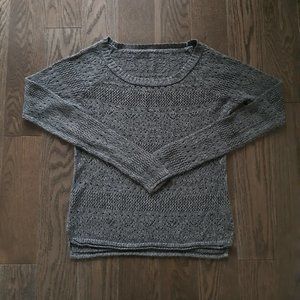 grey long sleeve see through knit sweater